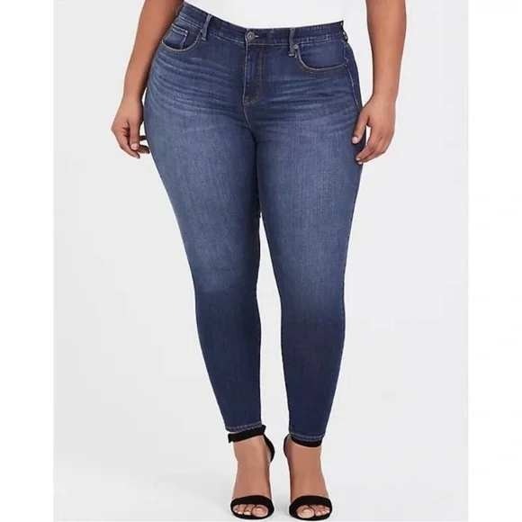 torrid Denim - Torrid Premium Sky High Skinny Jeans‎ Medium Wash Blue Denim 16 Stretch